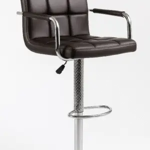 Barstool 02 – Adjustable Height Leatherette Bar Chair with Armrest & Footrest (Dark Brown) - Image 1