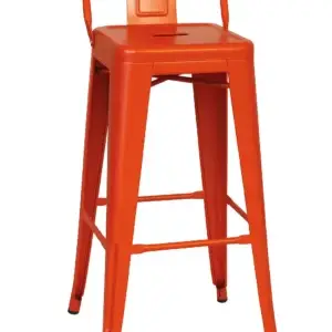 Highcounter Metal Chair – Industrial Orange Bar Stool with Backrest for Cafés & Counters - Image 1