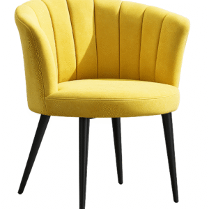 Modern Yellow Velvet Lounge Chair with Black Metal Legs – Accent Barrel Chair for Living Room & Bedroom - Image 1