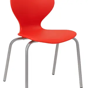 Meghna Shell Chair – Modern Red Plastic Chair with Metal Legs for Home, Office & Cafeteria - Image 1