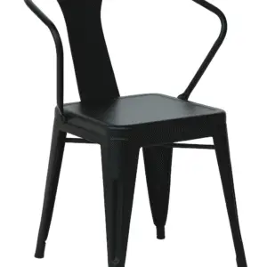 Industrial Black Metal Café Chair – Vintage Dining Chair with Arms for Restaurants, Kitchens & Outdoor Spaces - Image 1
