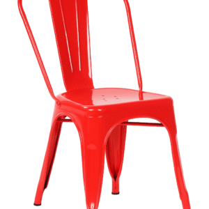 Retro Red Metal Café Chair – Industrial Stackable Dining Chair for Indoor & Outdoor Use - Image 1