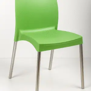 Fixx Café Chair – Durable Green Plastic Chair with Metal Legs for Indoor & Outdoor Use - Image 1